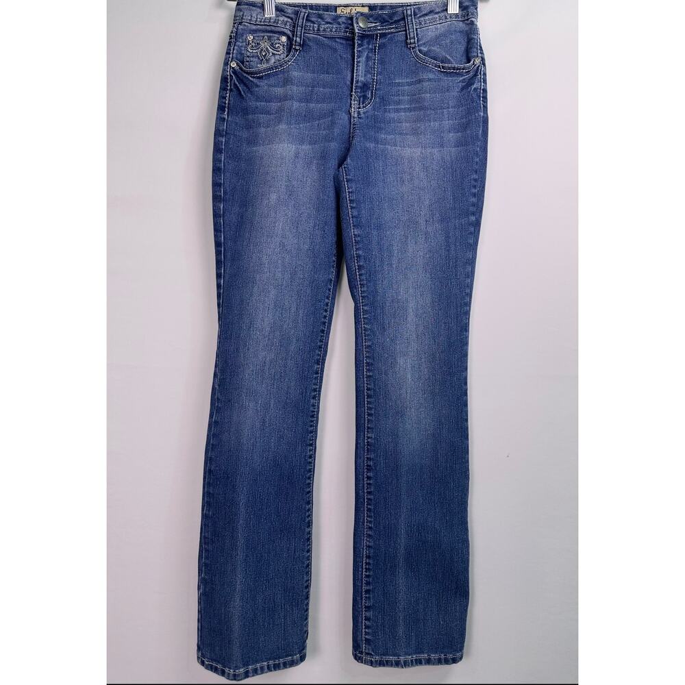 Earl Jean Embellished Moderate Bootcut Jeans Medium Wash Size 8 Average - Picture 3 of 13